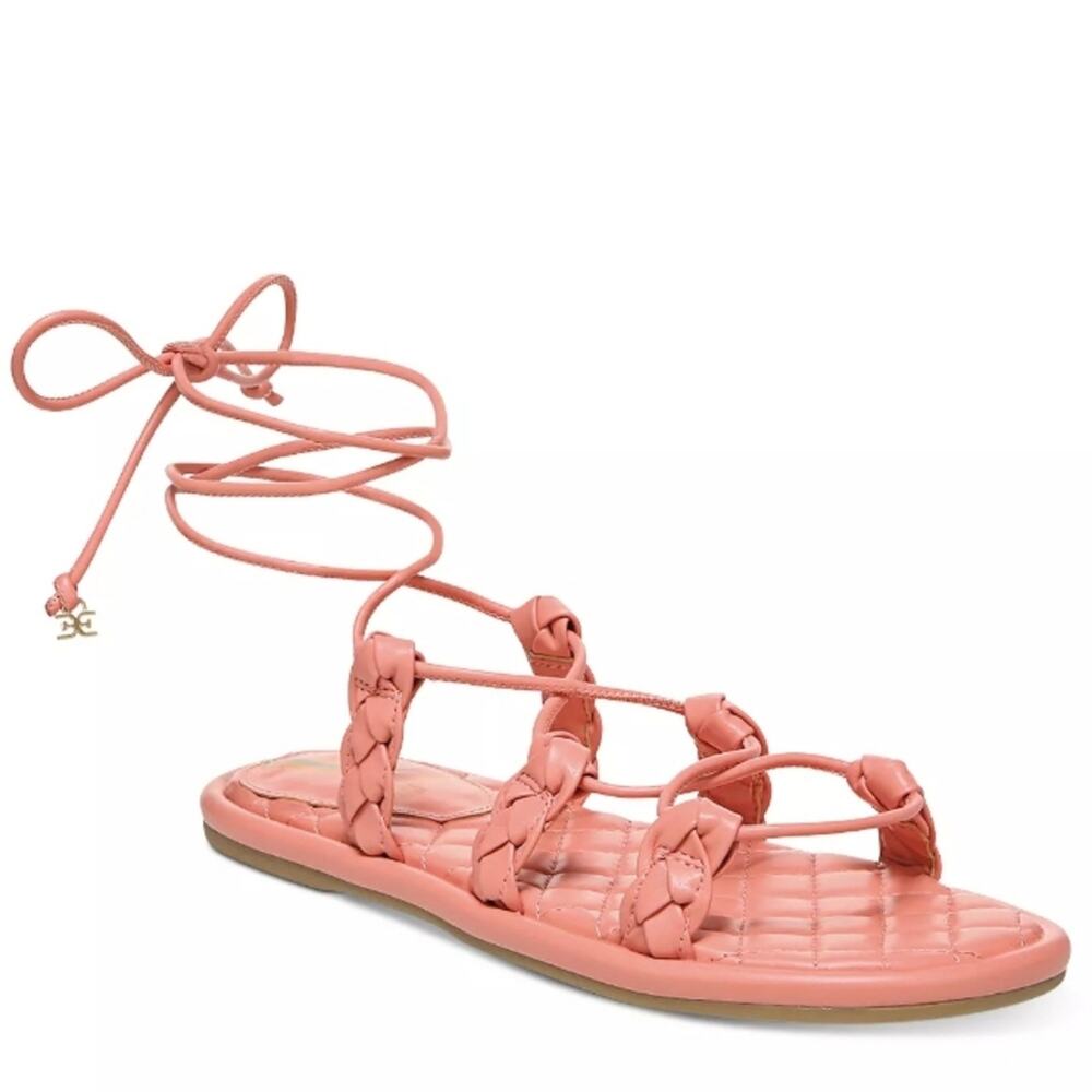 Sam Edelman Zariah Braided Lace Up Sandal Pink Gladiator Strappy Summer Size  7